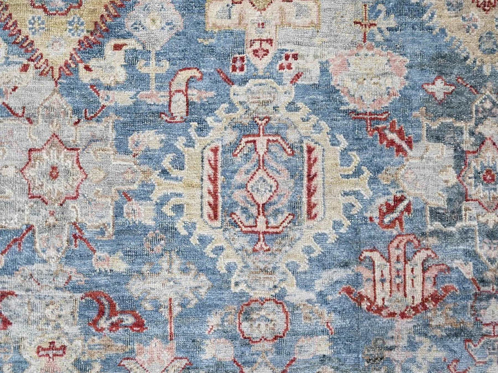 7'10" x 9'10" New Hand Knotted Blue Wool Rectangle Oriental Rug - MOA10210543