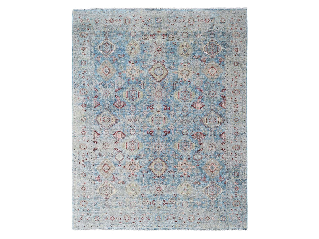 8'11" x 11'10" New Hand Knotted Blue Wool Rectangle Oriental Rug - MOA10210544