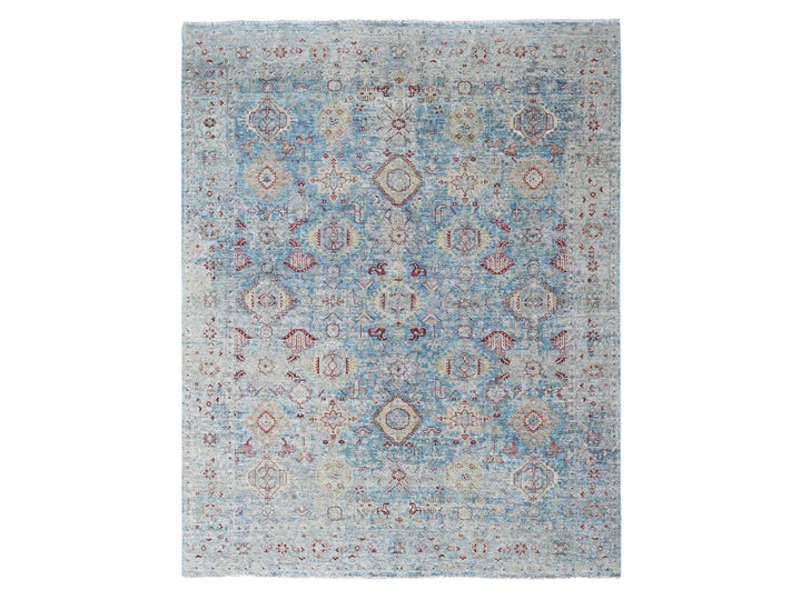 8'11" x 11'10" New Hand Knotted Blue Wool Rectangle Oriental Rug - MOA10210544