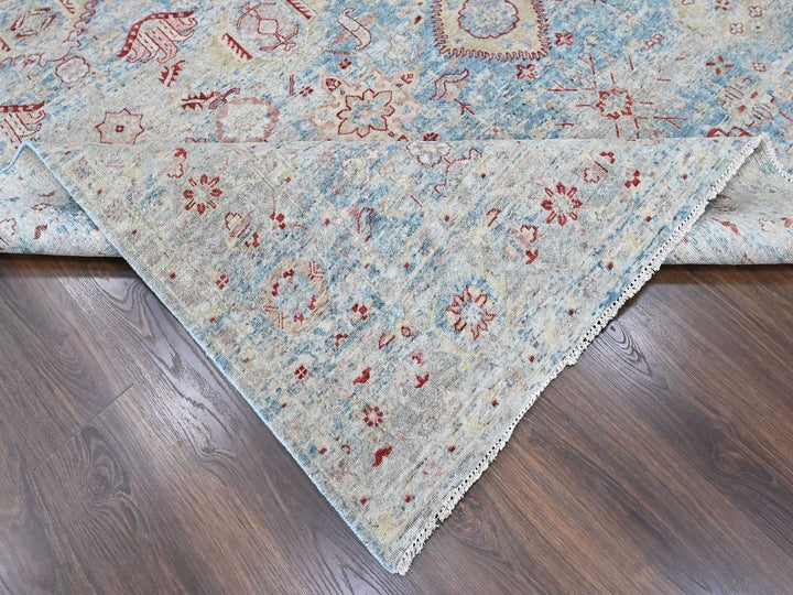 8'11" x 11'10" New Hand Knotted Blue Wool Rectangle Oriental Rug - MOA10210544