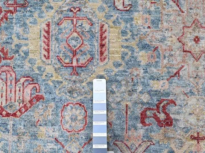 8'11" x 11'10" New Hand Knotted Blue Wool Rectangle Oriental Rug - MOA10210544