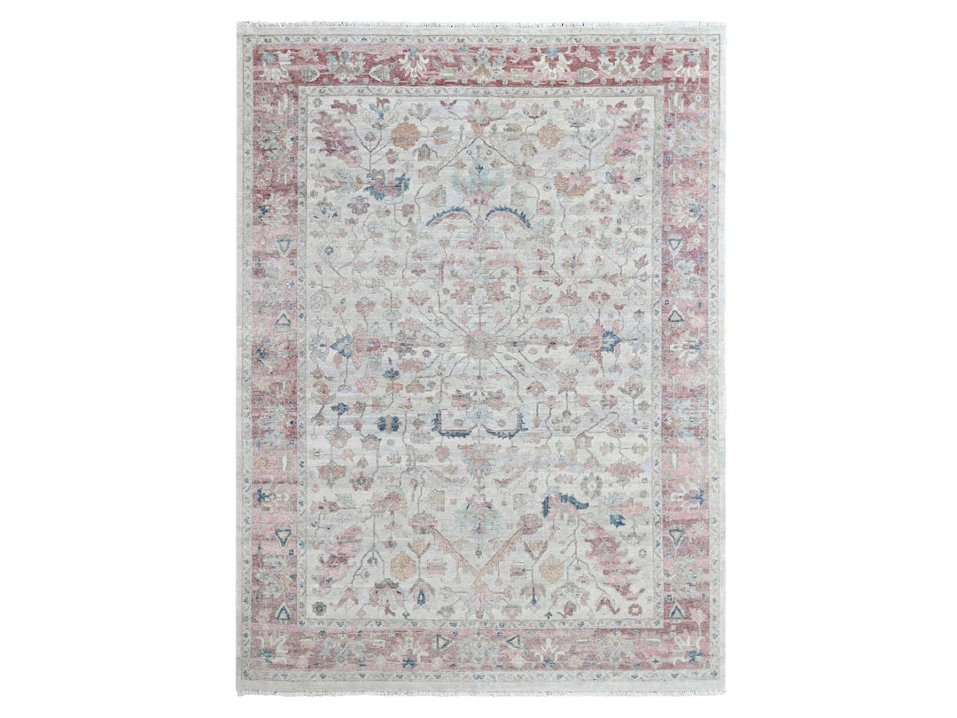 9'0" x 11'10" New Hand Knotted Beige Wool Rectangle Oriental Rug - MOA10210545
