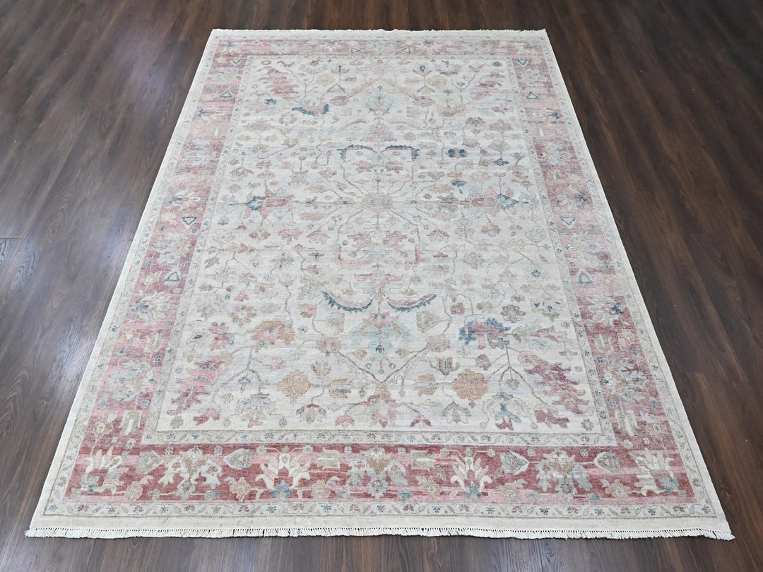 9'0" x 11'10" New Hand Knotted Beige Wool Rectangle Oriental Rug - MOA10210545