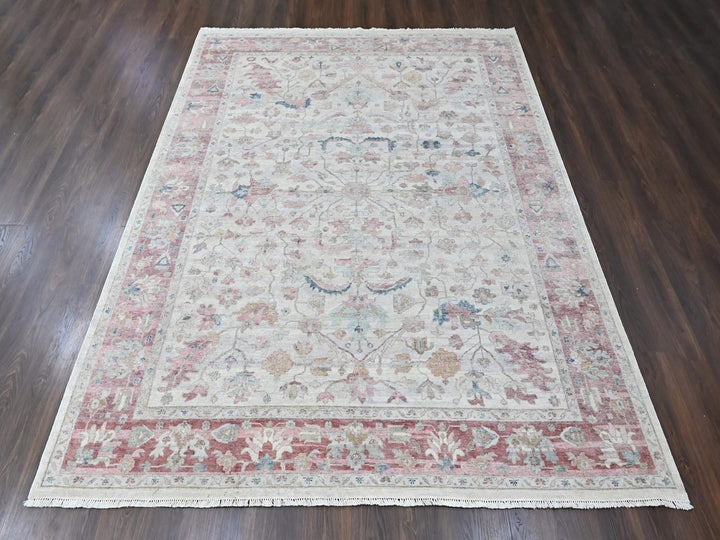 9'0" x 11'10" New Hand Knotted Beige Wool Rectangle Oriental Rug - MOA10210545