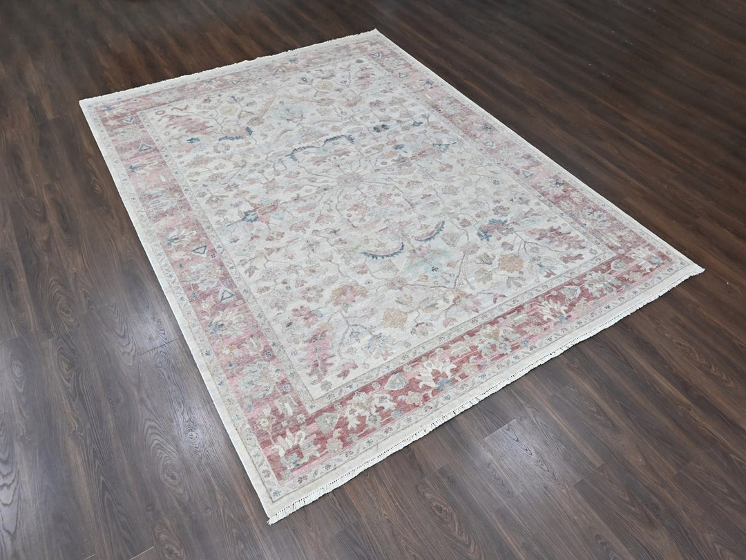 9'0" x 11'10" New Hand Knotted Beige Wool Rectangle Oriental Rug - MOA10210545
