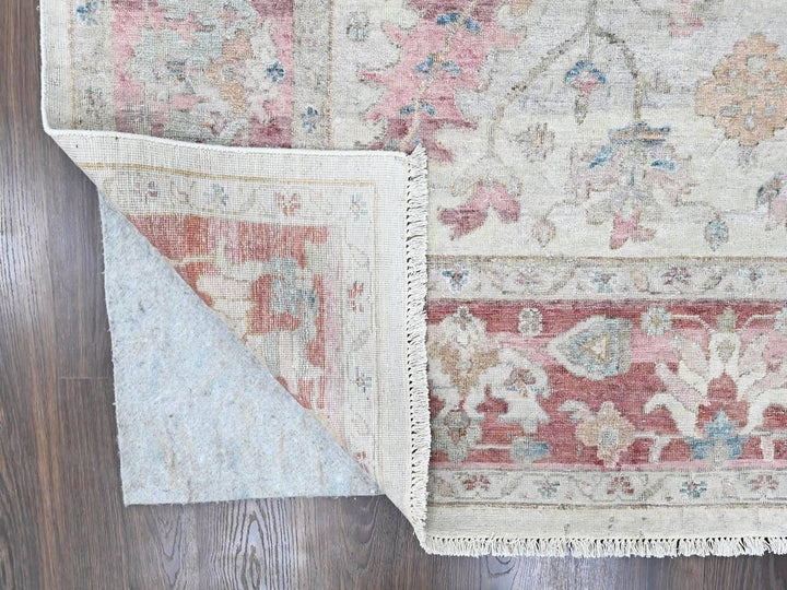 9'0" x 11'10" New Hand Knotted Beige Wool Rectangle Oriental Rug - MOA10210545