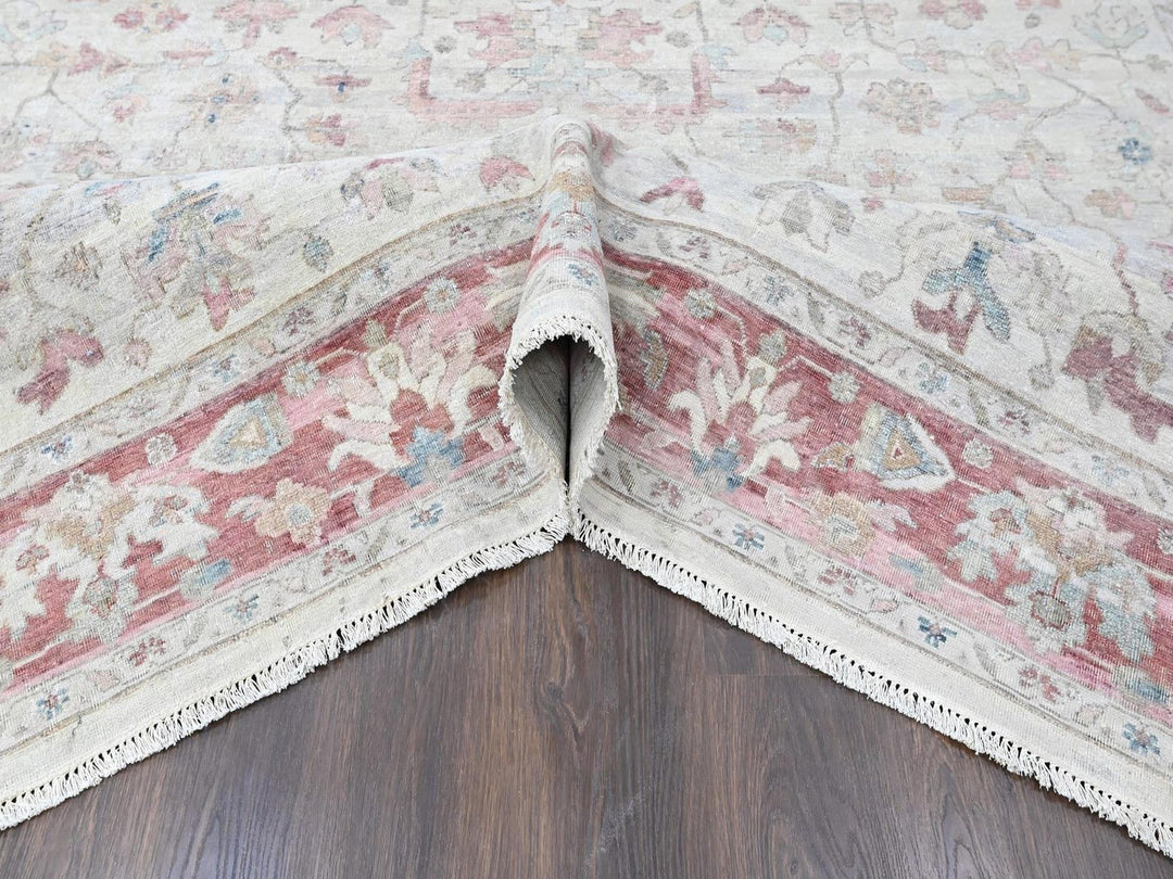 9'0" x 11'10" New Hand Knotted Beige Wool Rectangle Oriental Rug - MOA10210545