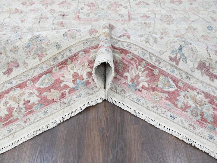 9'0" x 11'10" New Hand Knotted Beige Wool Rectangle Oriental Rug - MOA10210545
