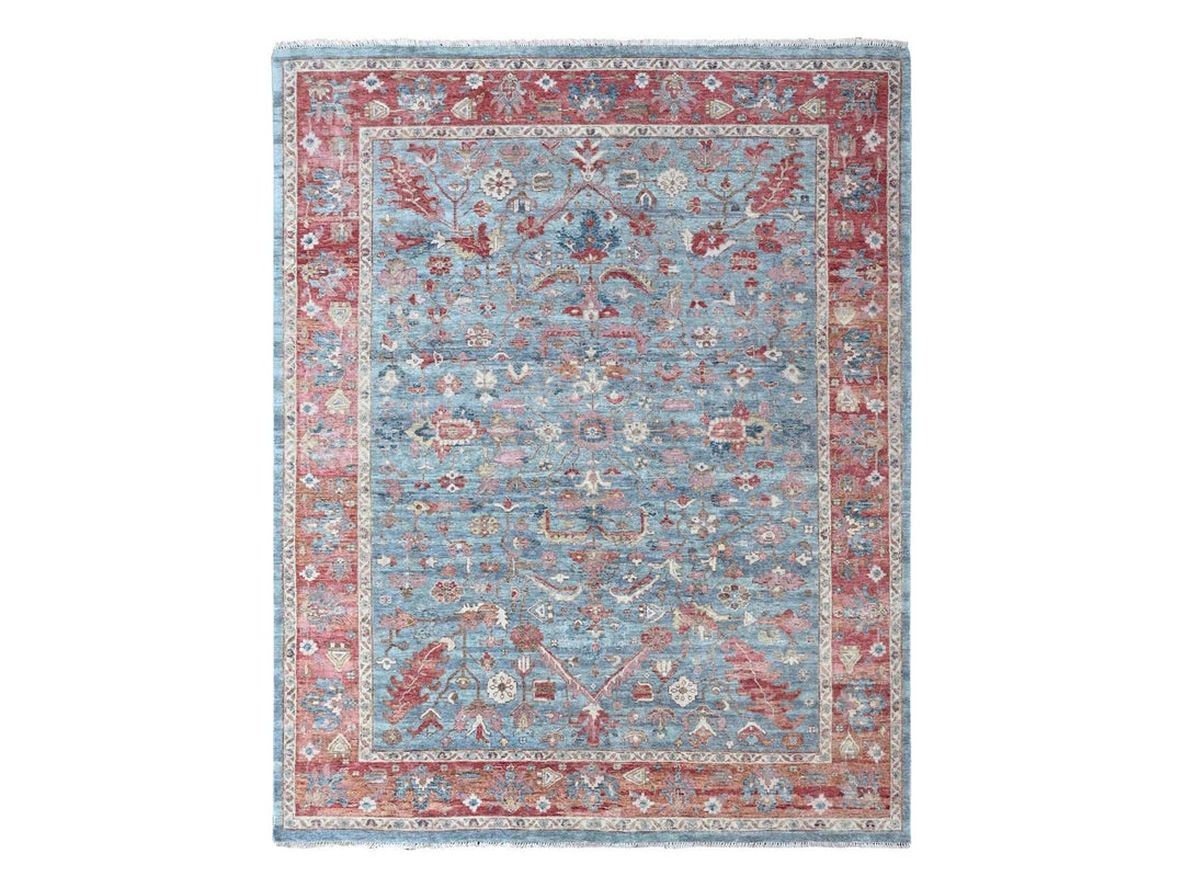 8'0" x 9'10" New Hand Knotted Blue Wool Rectangle Oriental Rug - MOA10210546
