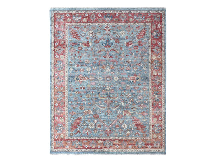 8'0" x 9'10" New Hand Knotted Blue Wool Rectangle Oriental Rug - MOA10210546
