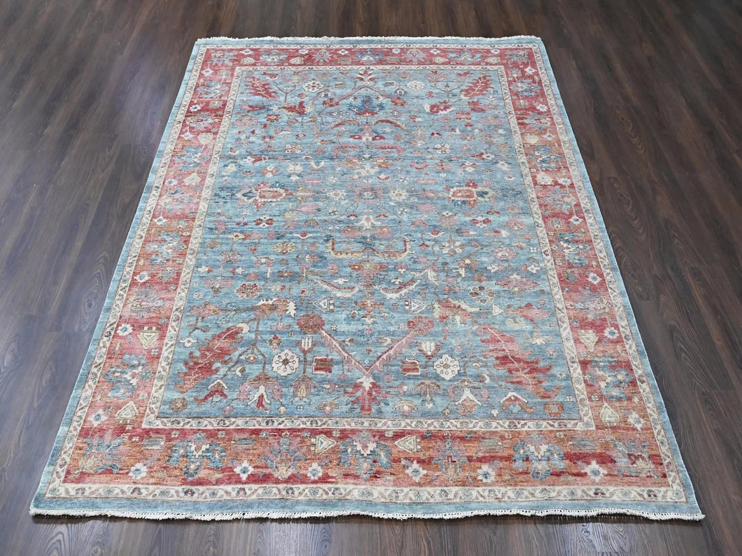 8'0" x 9'10" New Hand Knotted Blue Wool Rectangle Oriental Rug - MOA10210546