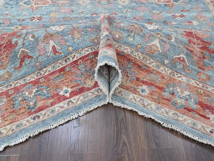 8'0" x 9'10" New Hand Knotted Blue Wool Rectangle Oriental Rug - MOA10210546