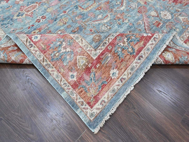 8'0" x 9'10" New Hand Knotted Blue Wool Rectangle Oriental Rug - MOA10210546
