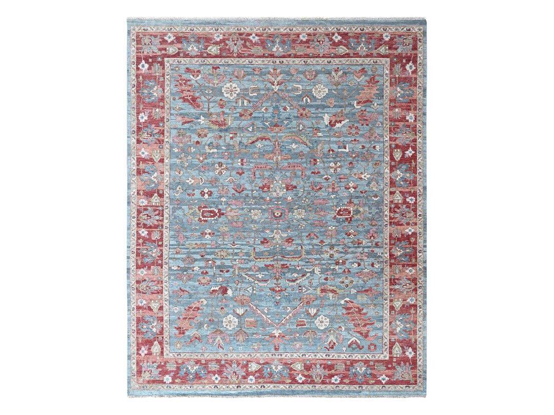 8'11" x 11'10" New Hand Knotted Blue Wool Rectangle Oriental Rug - MOA10210547