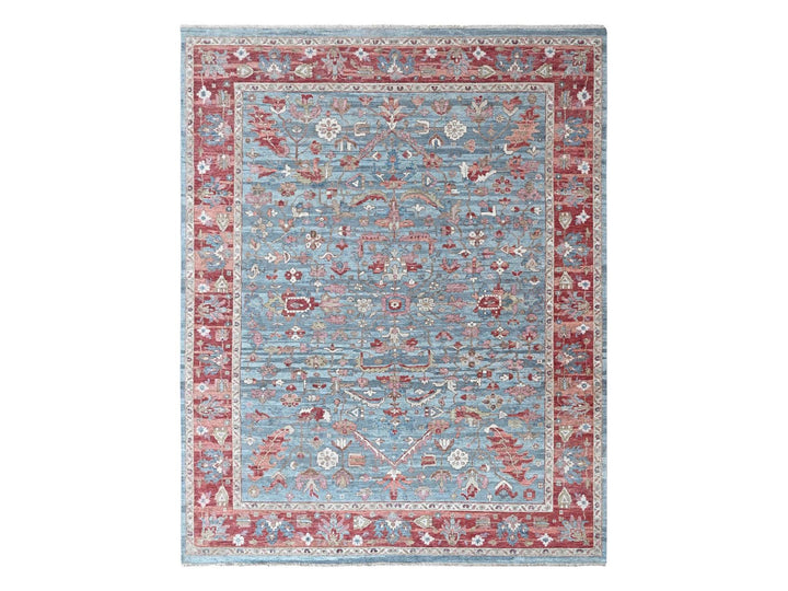 8'11" x 11'10" New Hand Knotted Blue Wool Rectangle Oriental Rug - MOA10210547