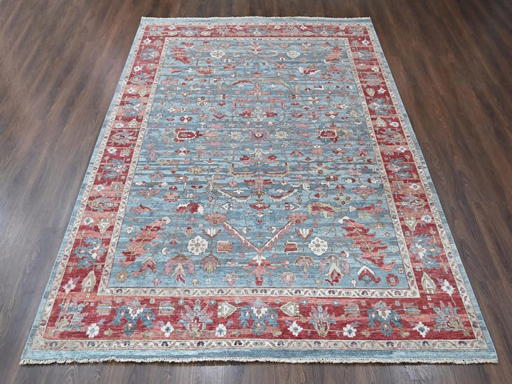 8'11" x 11'10" New Hand Knotted Blue Wool Rectangle Oriental Rug - MOA10210547
