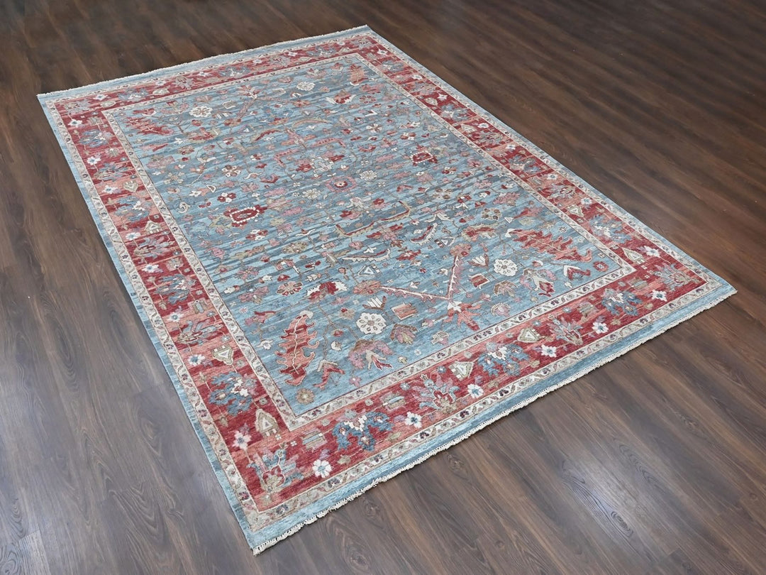 8'11" x 11'10" New Hand Knotted Blue Wool Rectangle Oriental Rug - MOA10210547