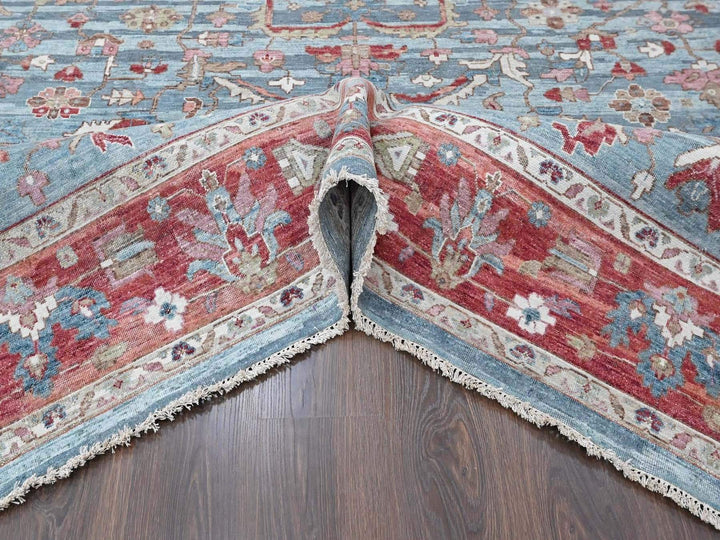 8'11" x 11'10" New Hand Knotted Blue Wool Rectangle Oriental Rug - MOA10210547