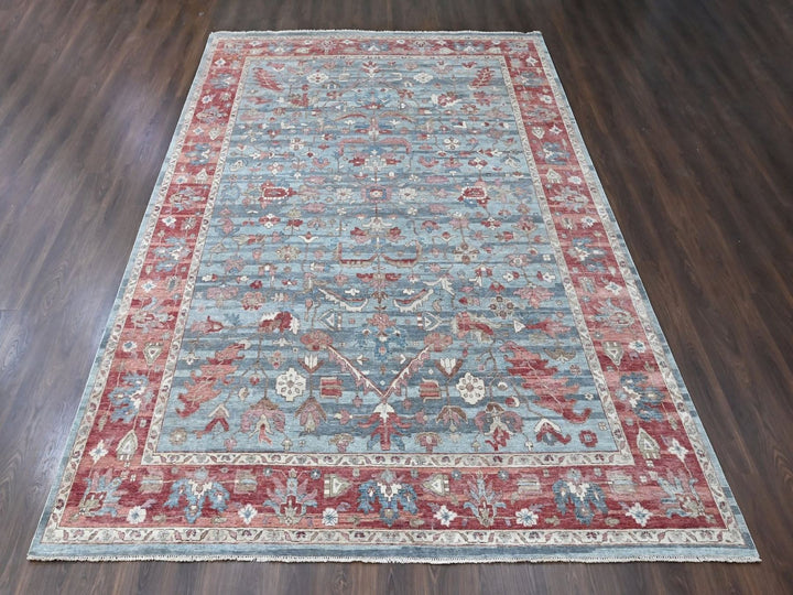 9'11" x 13'10" New Hand Knotted Blue Wool Rectangle Oriental Rug - MOA10210548