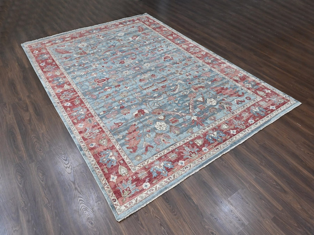 9'11" x 13'10" New Hand Knotted Blue Wool Rectangle Oriental Rug - MOA10210548