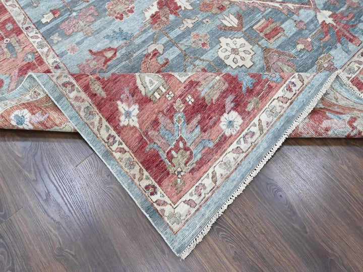 9'11" x 13'10" New Hand Knotted Blue Wool Rectangle Oriental Rug - MOA10210548