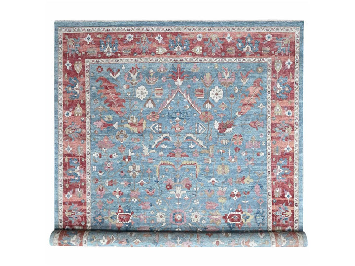 12'0" x 15'0" New Hand Knotted Blue Wool Rectangle Oriental Rug - MOA10210549