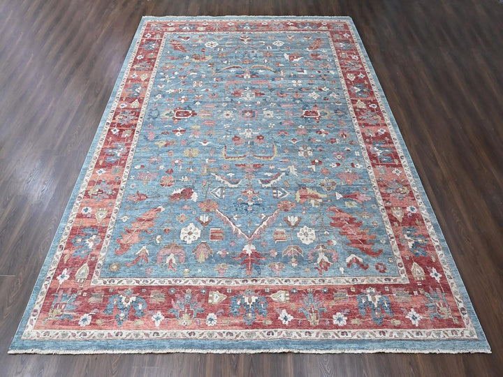 12'0" x 15'0" New Hand Knotted Blue Wool Rectangle Oriental Rug - MOA10210549