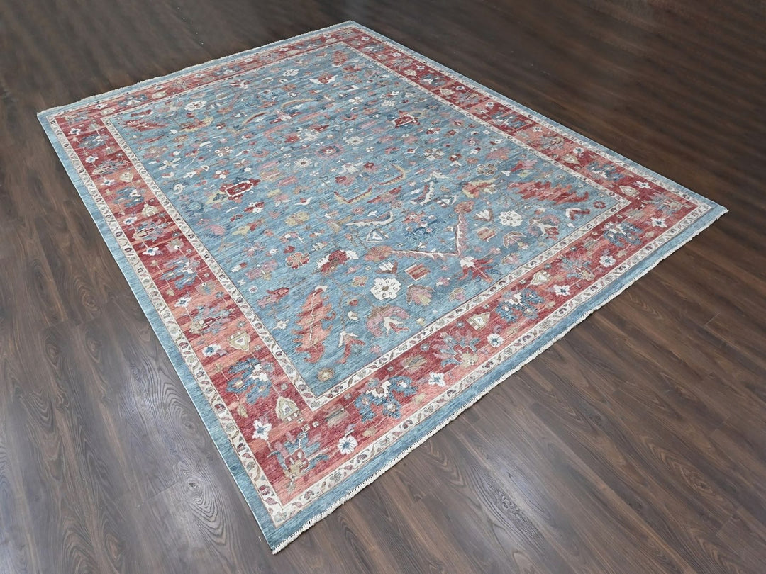 12'0" x 15'0" New Hand Knotted Blue Wool Rectangle Oriental Rug - MOA10210549