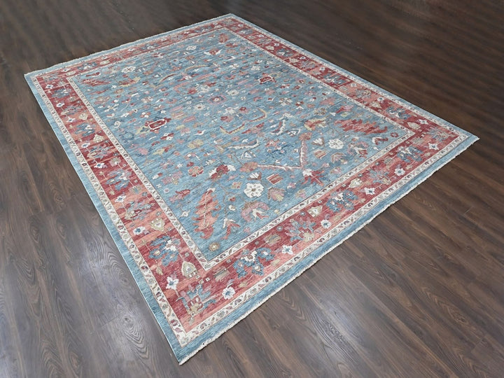 12'0" x 15'0" New Hand Knotted Blue Wool Rectangle Oriental Rug - MOA10210549