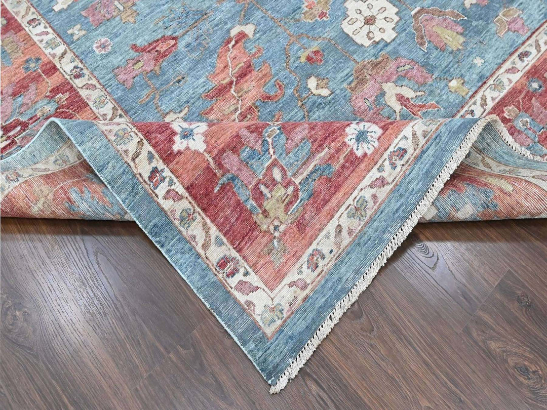 12'0" x 15'0" New Hand Knotted Blue Wool Rectangle Oriental Rug - MOA10210549