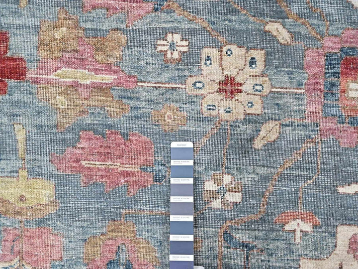 12'0" x 15'0" New Hand Knotted Blue Wool Rectangle Oriental Rug - MOA10210549