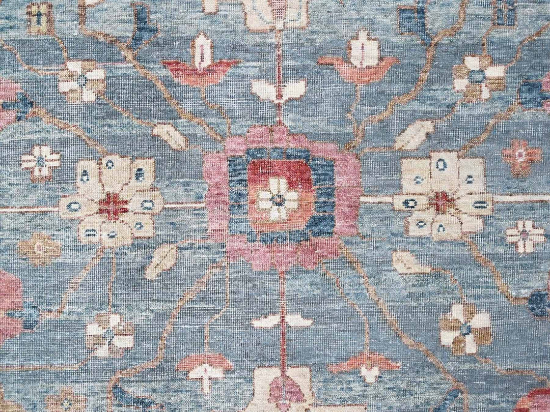 12'0" x 15'0" New Hand Knotted Blue Wool Rectangle Oriental Rug - MOA10210549