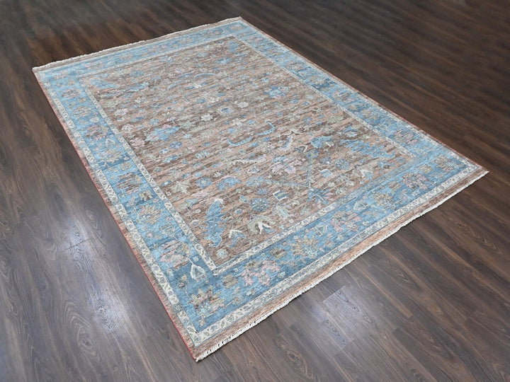 8'11" x 11'9" New Hand Knotted Brown Wool Rectangle Oriental Rug - MOA10210550