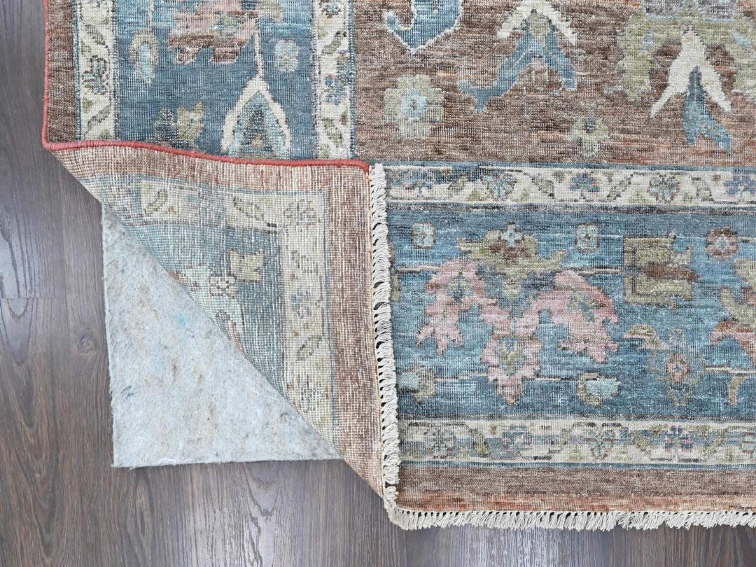 8'11" x 11'9" New Hand Knotted Brown Wool Rectangle Oriental Rug - MOA10210550