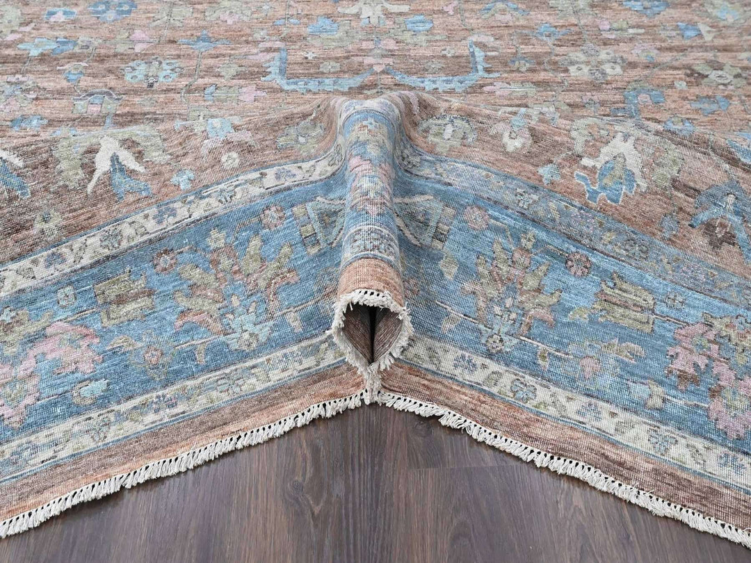 8'11" x 11'9" New Hand Knotted Brown Wool Rectangle Oriental Rug - MOA10210550