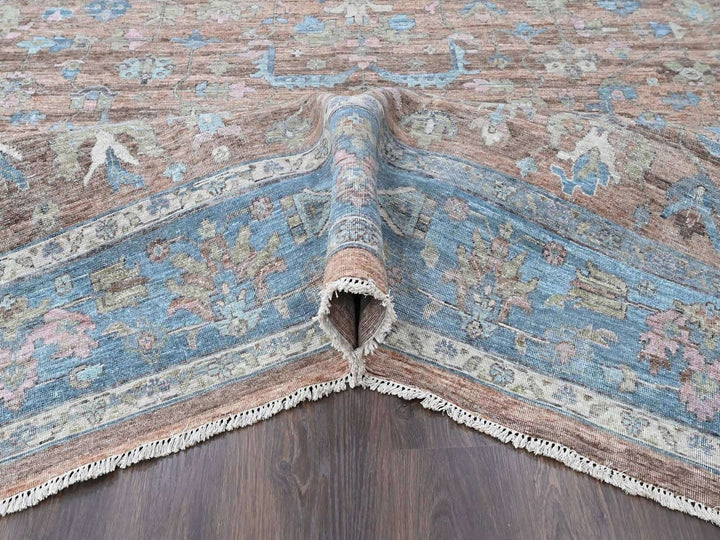 8'11" x 11'9" New Hand Knotted Brown Wool Rectangle Oriental Rug - MOA10210550