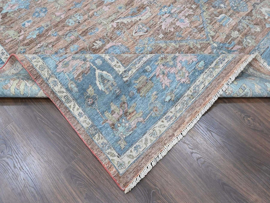 8'11" x 11'9" New Hand Knotted Brown Wool Rectangle Oriental Rug - MOA10210550