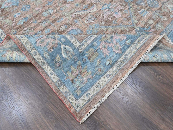 8'11" x 11'9" New Hand Knotted Brown Wool Rectangle Oriental Rug - MOA10210550