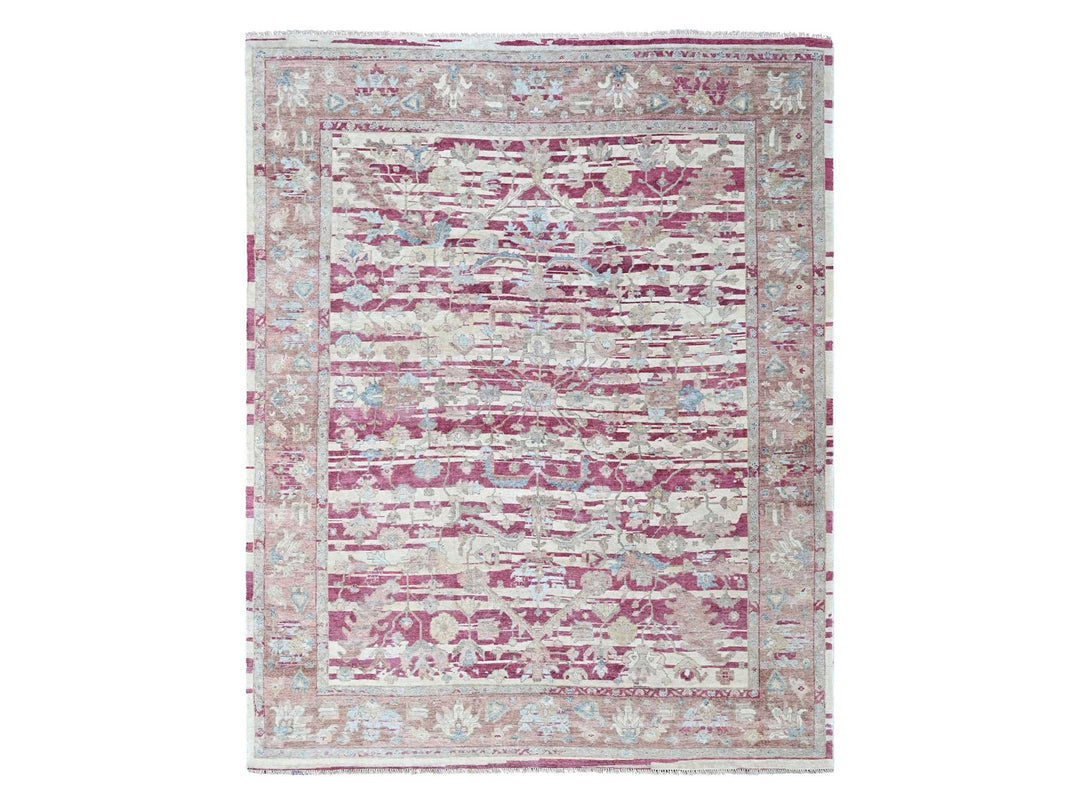 7'8" x 9'9" New Hand Knotted Red Wool Rectangle Oriental Rug - MOA10210551