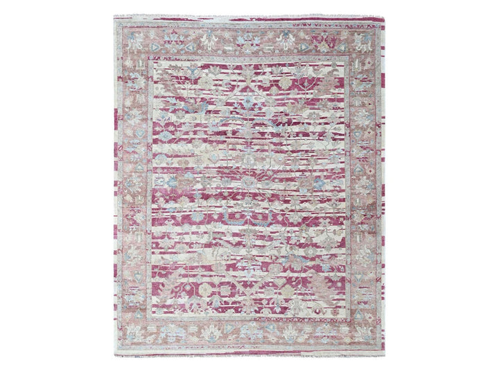 7'8" x 9'9" New Hand Knotted Red Wool Rectangle Oriental Rug - MOA10210551