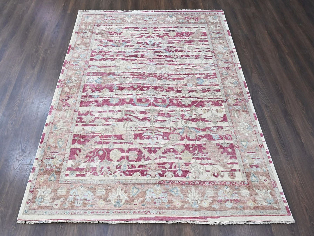 7'8" x 9'9" New Hand Knotted Red Wool Rectangle Oriental Rug - MOA10210551