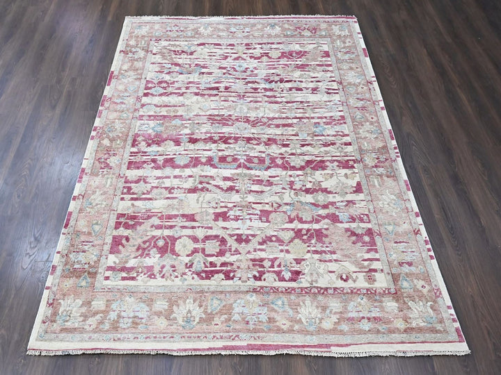 7'8" x 9'9" New Hand Knotted Red Wool Rectangle Oriental Rug - MOA10210551