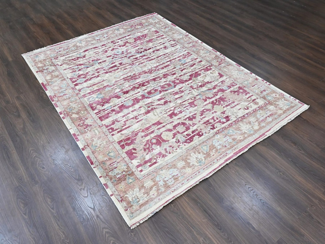 7'8" x 9'9" New Hand Knotted Red Wool Rectangle Oriental Rug - MOA10210551