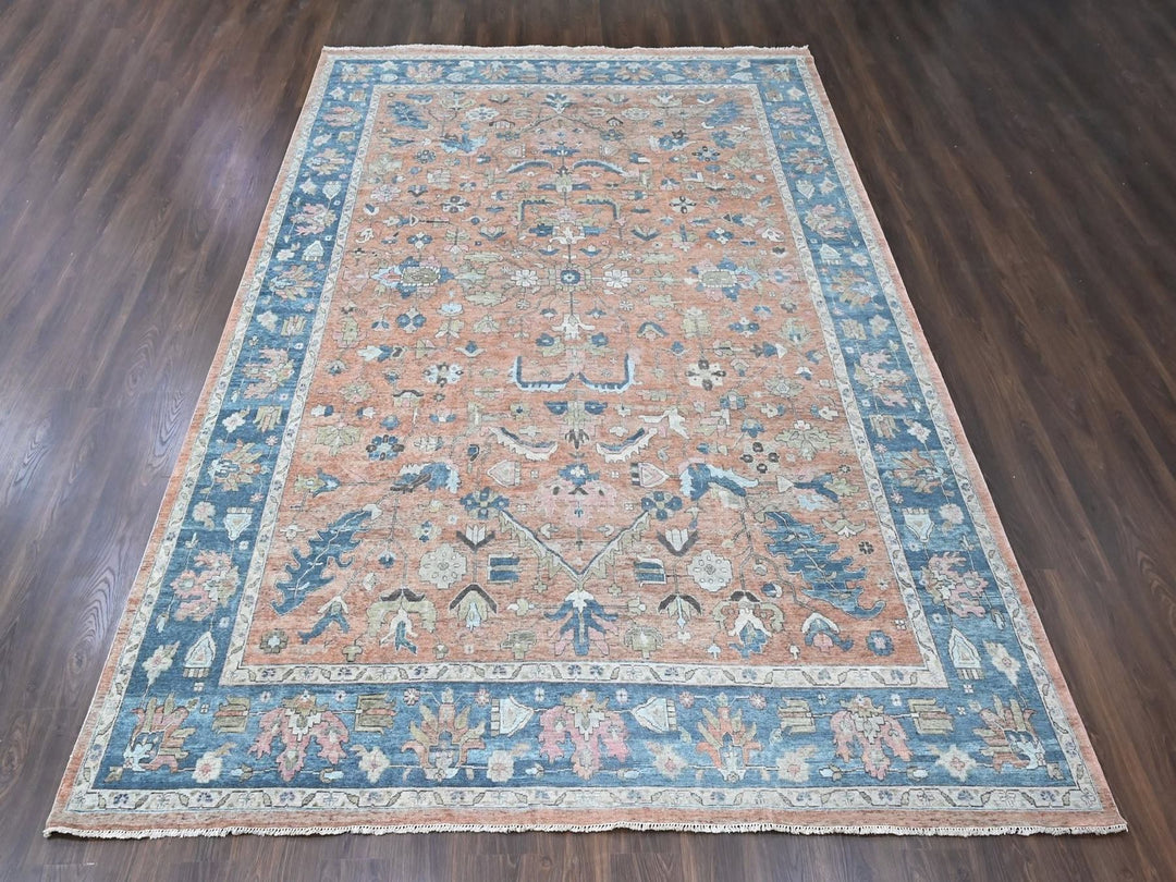 9'10" x 13'9" New Hand Knotted Pink Wool Rectangle Oriental Rug - MOA10210552