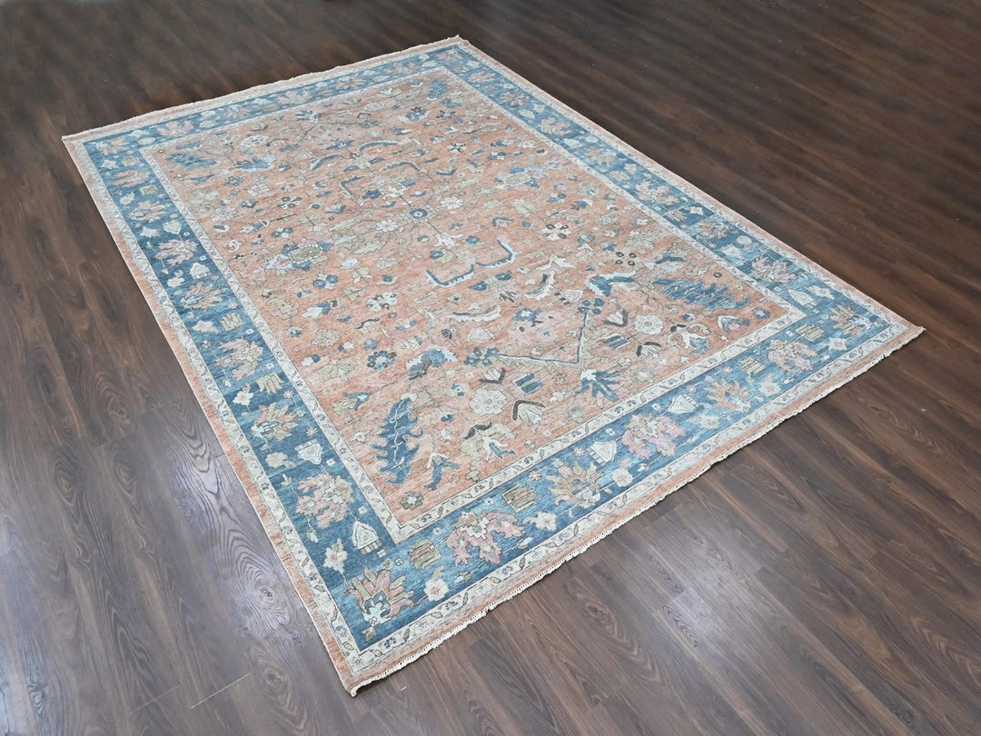 9'10" x 13'9" New Hand Knotted Pink Wool Rectangle Oriental Rug - MOA10210552