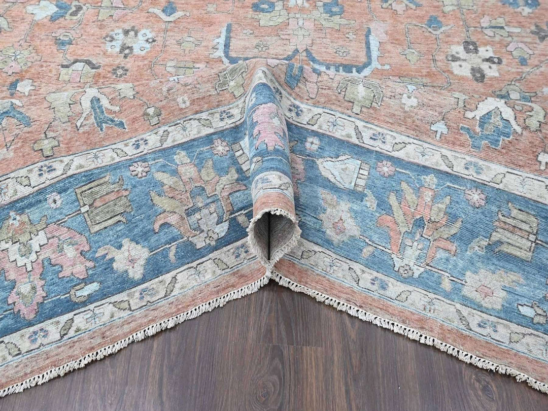 9'10" x 13'9" New Hand Knotted Pink Wool Rectangle Oriental Rug - MOA10210552