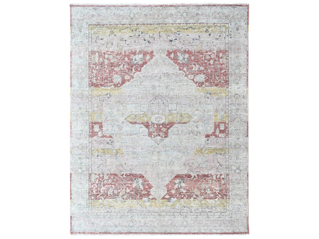 8'11" x 11'10" New Hand Knotted Ivory Wool Rectangle Oriental Rug - MOA10210555