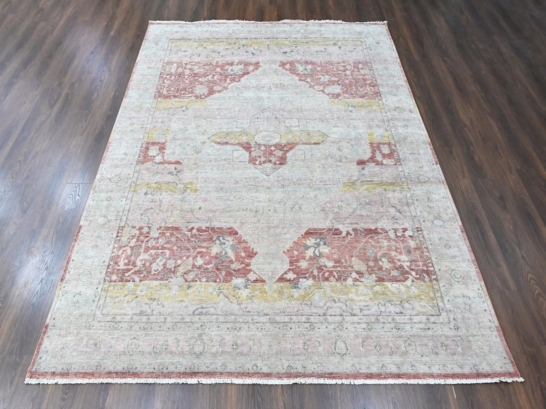 8'11" x 11'10" New Hand Knotted Ivory Wool Rectangle Oriental Rug - MOA10210555