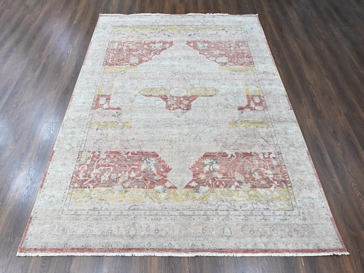 8'11" x 11'10" New Hand Knotted Ivory Wool Rectangle Oriental Rug - MOA10210555