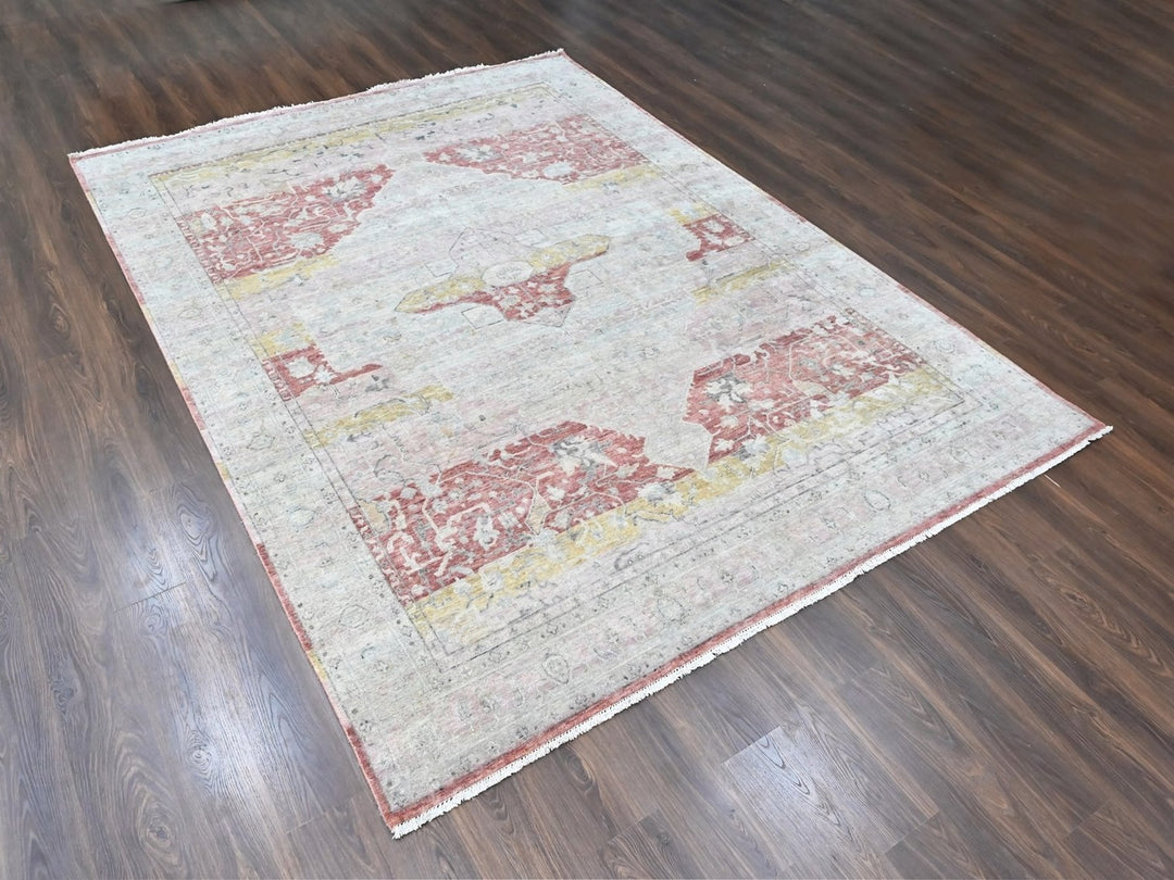 8'11" x 11'10" New Hand Knotted Ivory Wool Rectangle Oriental Rug - MOA10210555